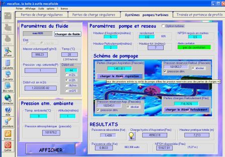 the computed pressure drop is directly inserted into the tab and pump turbines